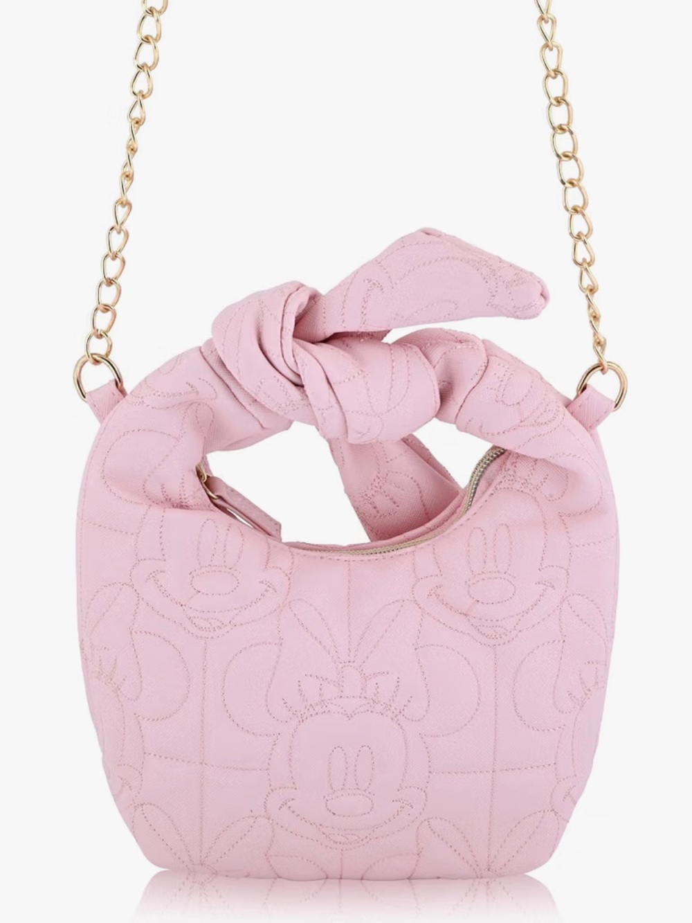 Minnie Mouse Women’s Pink Knot-Handle Quilted Shoulder Bag